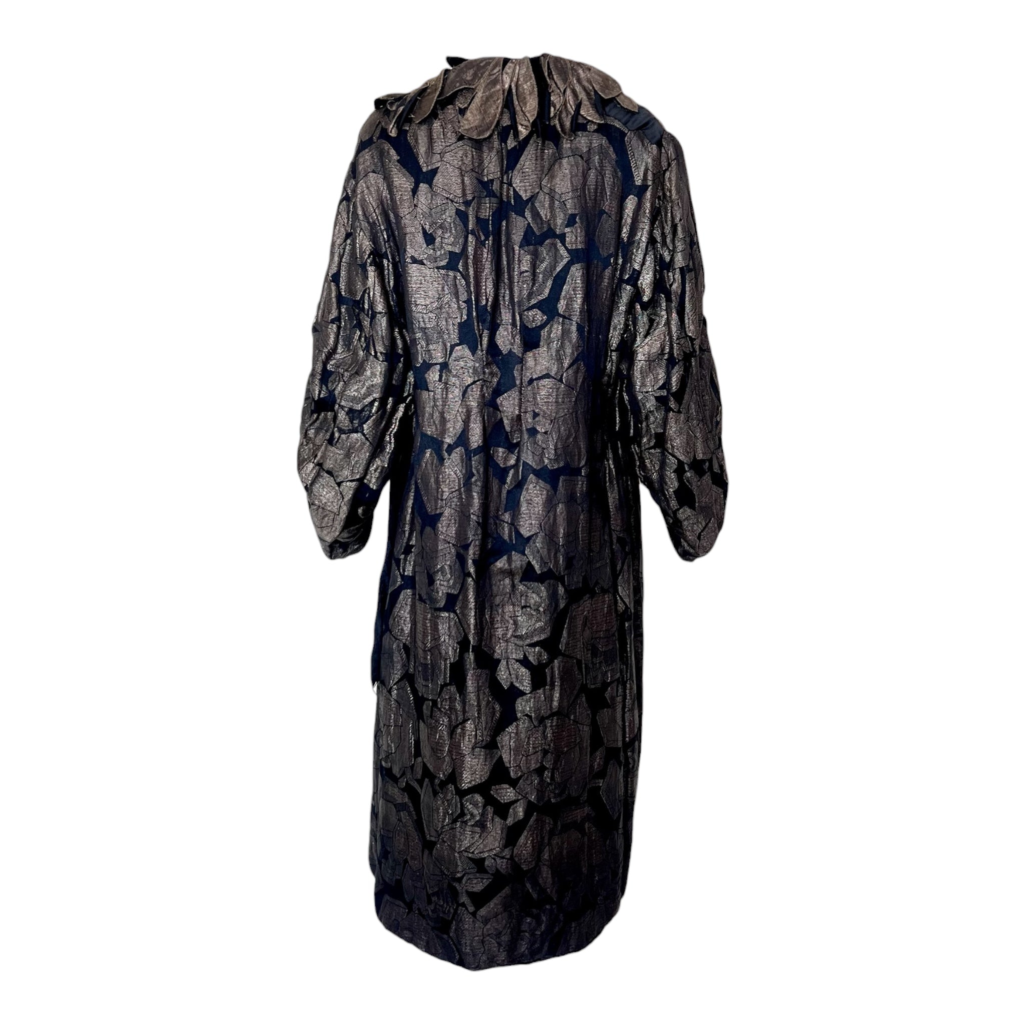 1920's Gold Lame and Black Velvet Cocoon Coat, back