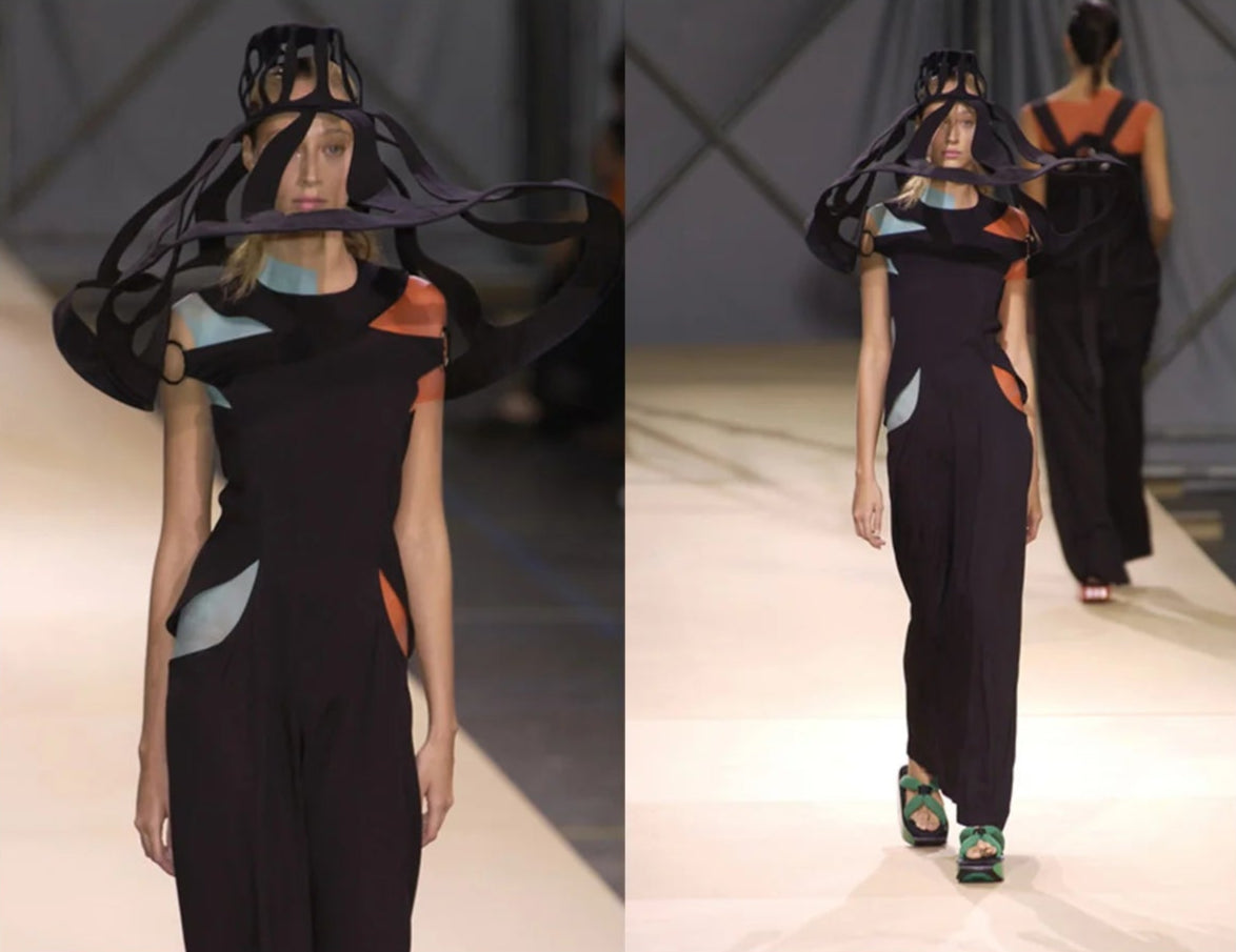 Yohji Yamamoto S/S 2004 Peek-A-Boo Black Cutout Gown, runway