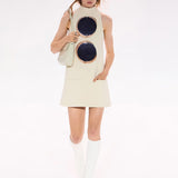 Courrèges F/W 2023 Oatmeal Cutout Mini Shift Dress, runway