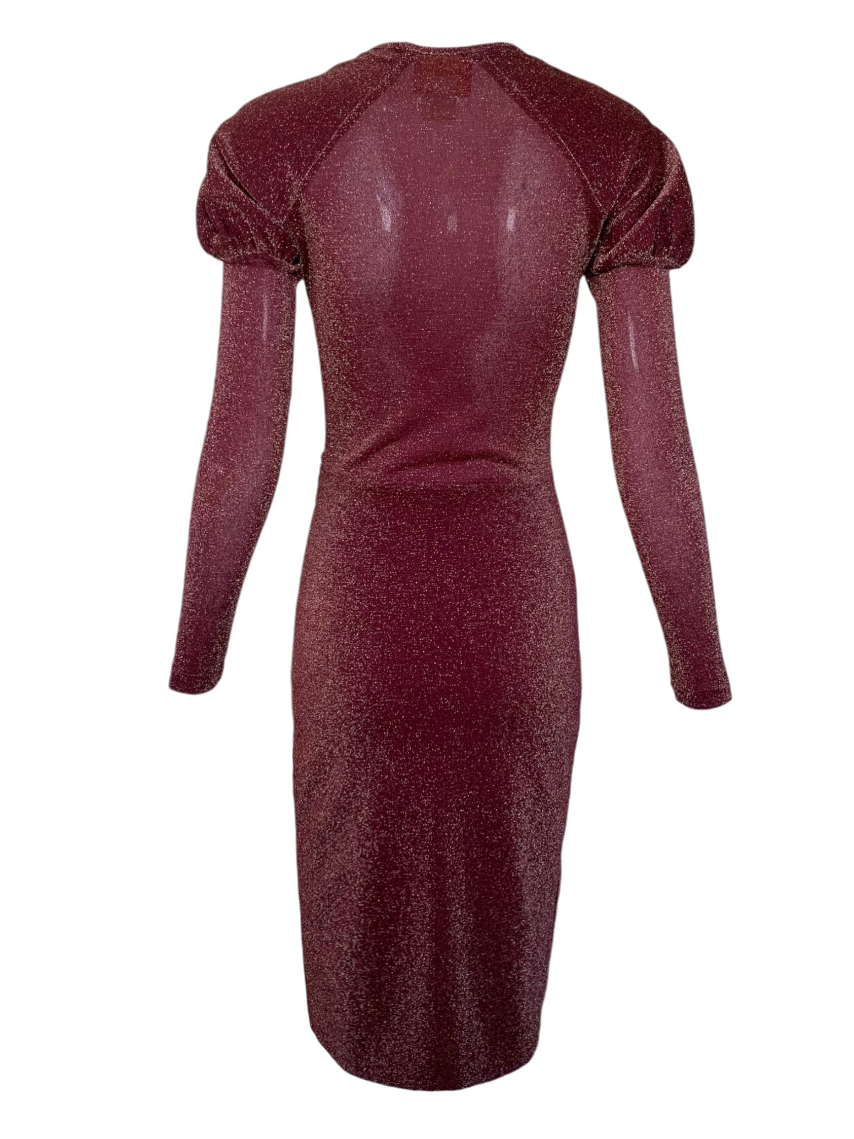 Vivienne Westwood 1990's Sexy Burgundy Lurex Dress, back