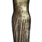 Lopez Knudson Gold Lamé and Black Lace Cheongsam Inspired Cocktail Dress FRONT PHOTO 1 OF 6