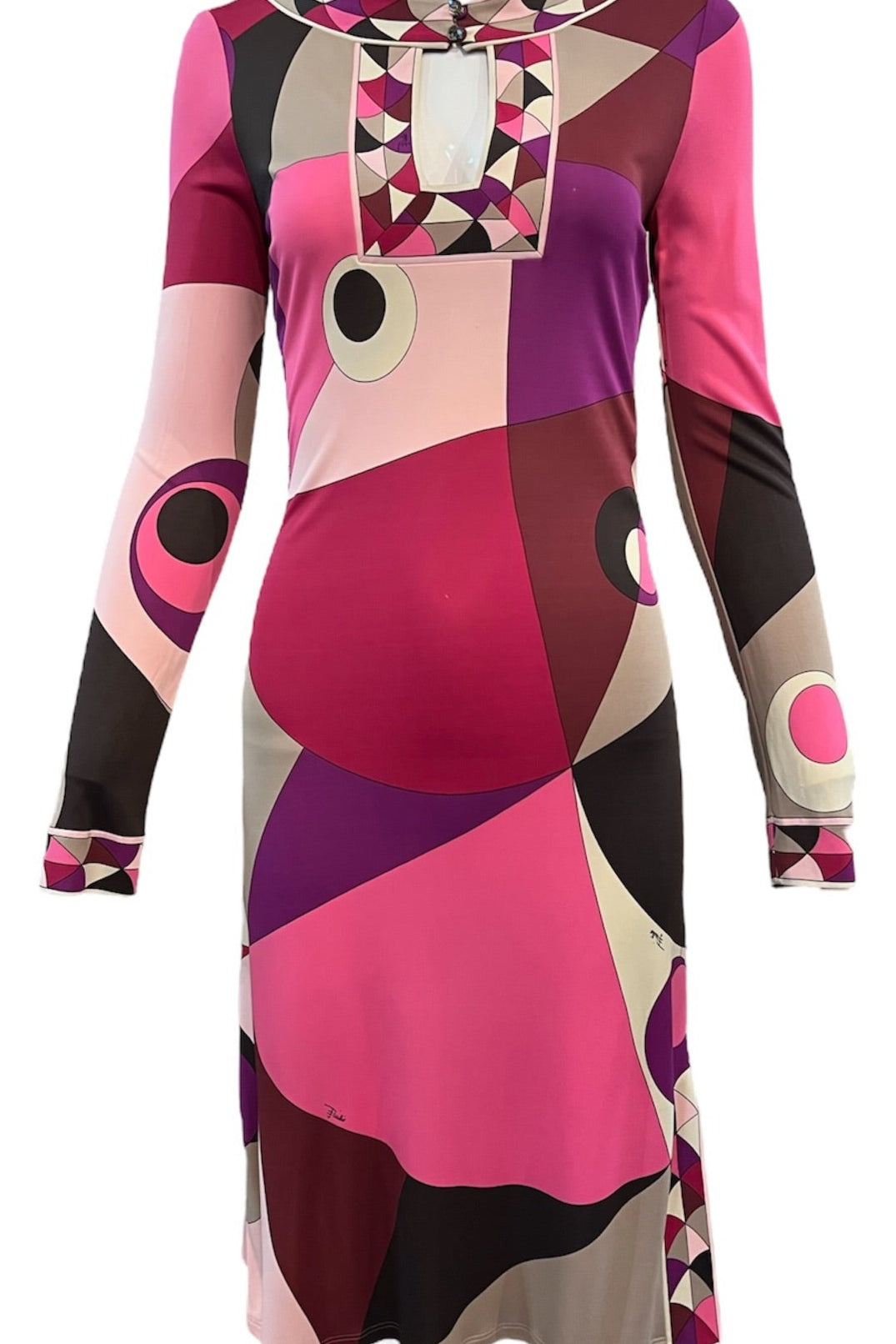Emilio Pucci 2000's Pink & Purple Geo Print Jersey Dress THE WAY WE WORE Emilio Pucci 2000's Pink & Purple Geo Print Jersey Dress THE WAY WE WORE