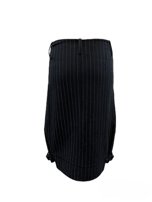  Jean Paul Gaultier 90s Black Pinstripe Skirt with Buckles BACK 3 of 5