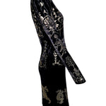 Vivienne Westwood 'Portrait' F/W 1990 Black Velvet Gold Boulle Foil Midi Dress SIDE PHOTO 4 OF 14