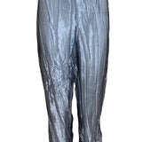 Krizia 90s Silver Sheer Crinkled Shirt & Pants Ensemble PANTS 5 of 6