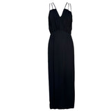 Ceil Chapman 1960's Black Spaghetti Straps Crepe Cocktail Gown