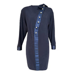 Chanel 1983/1984 Navy Wool Dress with Pearl Buttons