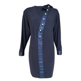 Chanel 1983/1984 Navy Wool Dress with Pearl Buttons