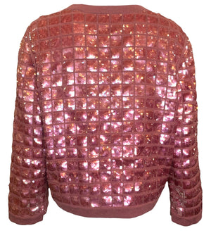 Chanel 2000s Dusty Rose  Sequined Cashmere Cardigan Sweater BACK 3 of 6