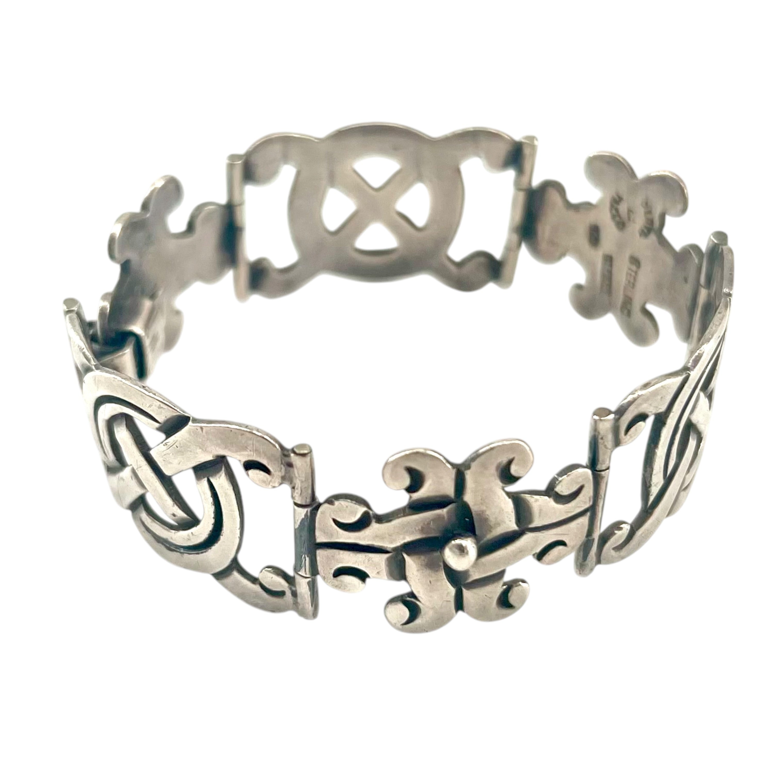 Sterling Silver 1950s/60s Made in Taxco Mexico Articulating Bracelet, 3