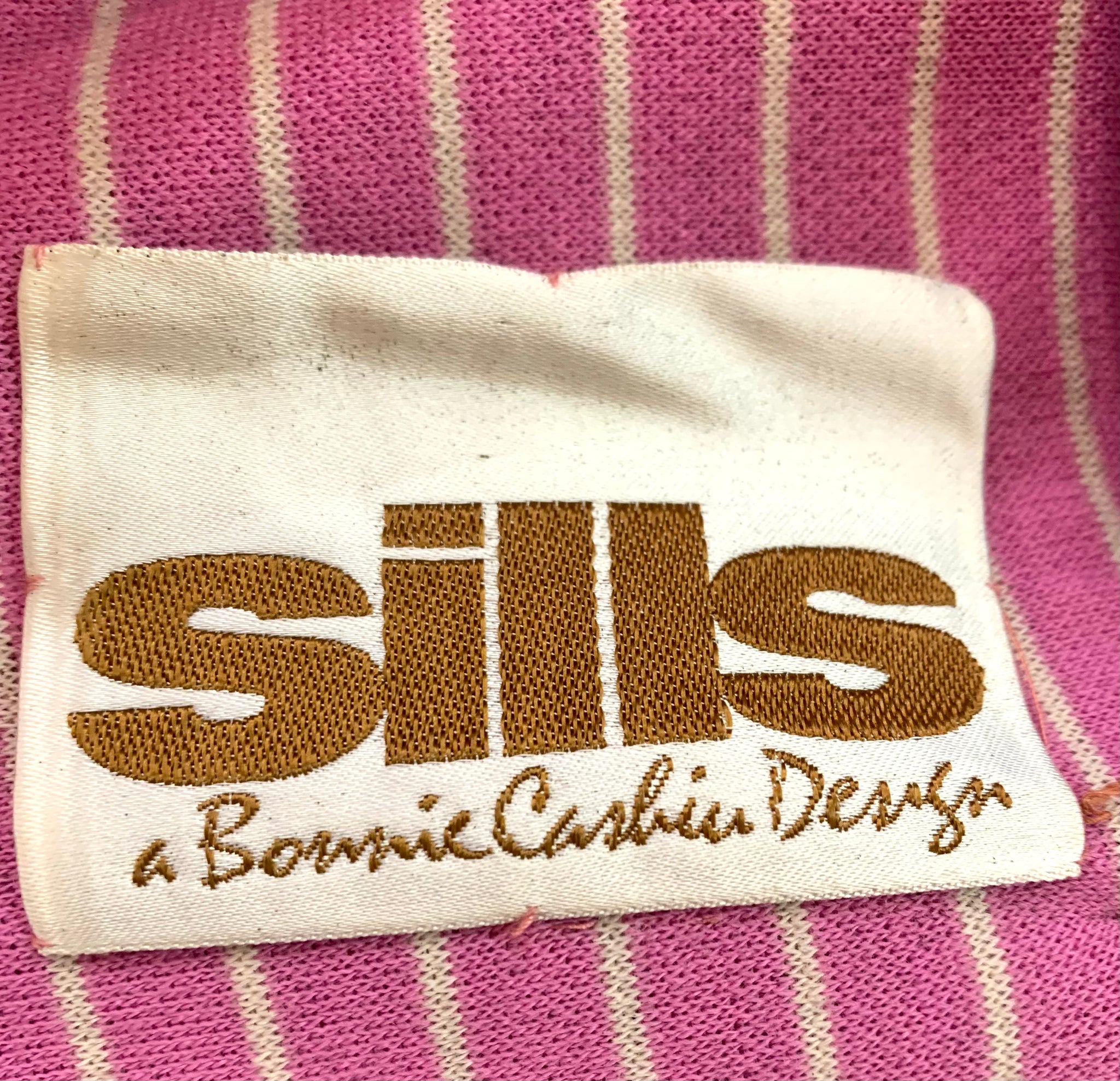  Bonnie Cashin for Sills  60s Blue and Pink LABEL 7 of 7 Striped Coat and Dress Ensemble 