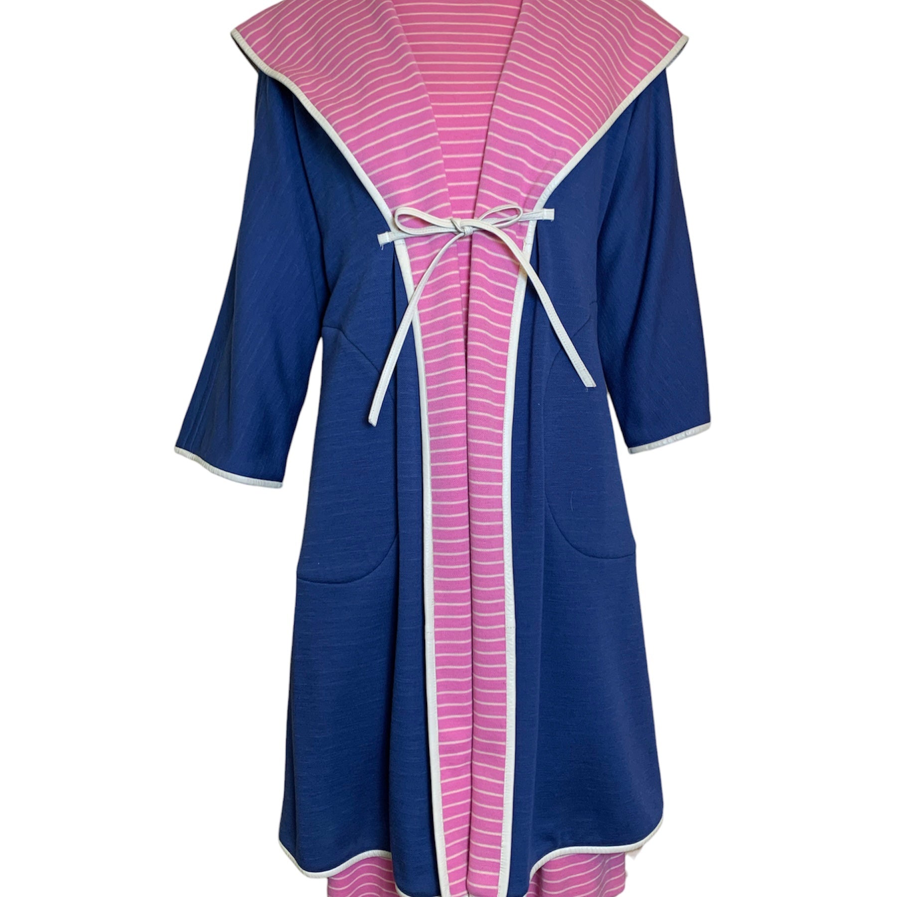 SILLS by Bonnie Cashin Blue and Pink Striped Swing Jacket and Dress Ensemble FRONT FRONT 1 of 7 
