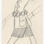 Yves Saint Laurent  1968 Saharienne Ivory Safari Mini Dress, Original and Rare, sketch 