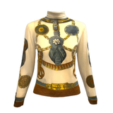 Hermes Sport 60s 羊绒马术印花高领上衣