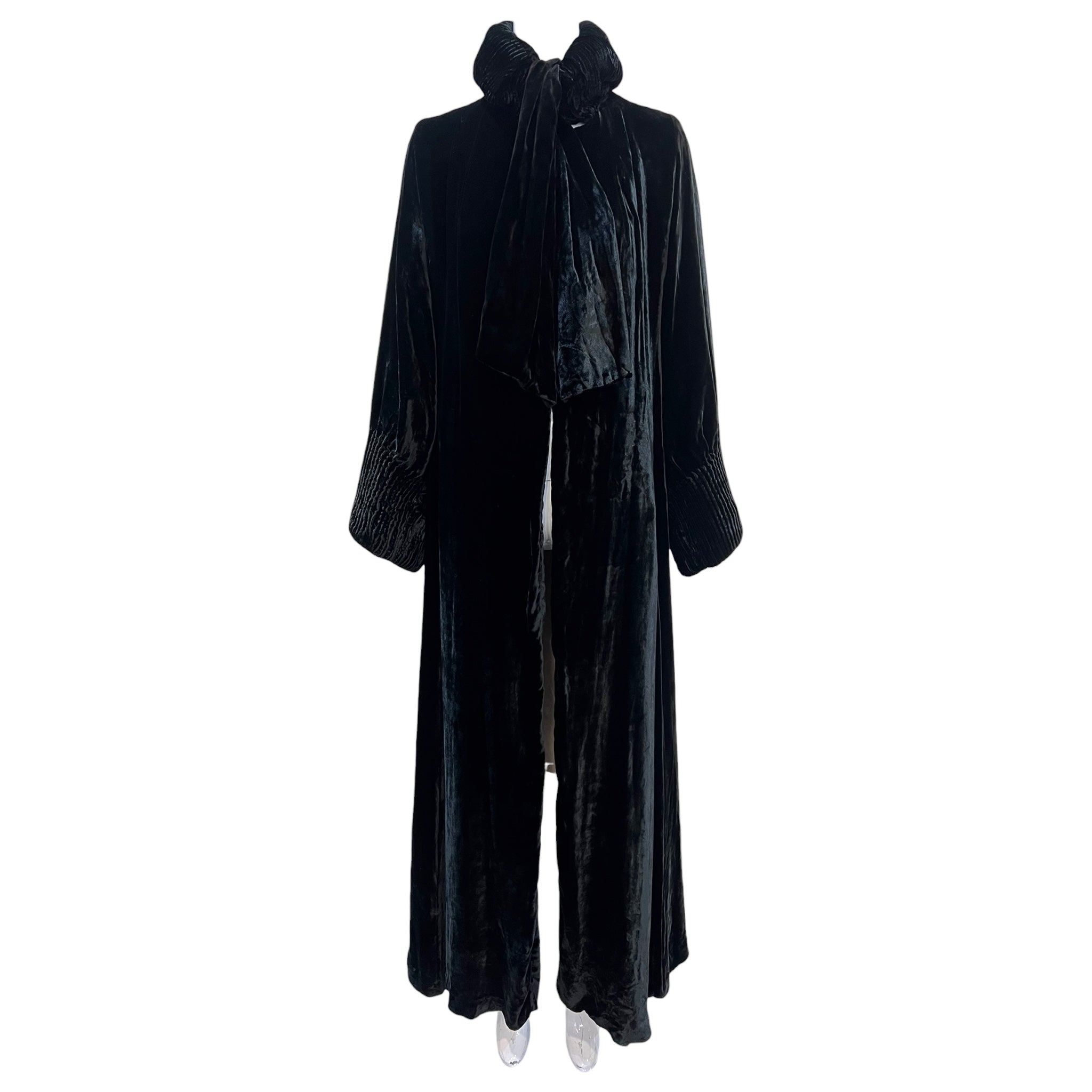 1920's Black Silk Velvet Opera Coat