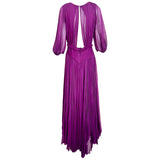 J. Mendel S/S 2013 Purple Romantic Ruffled Silk Long Sleeve Gown, back