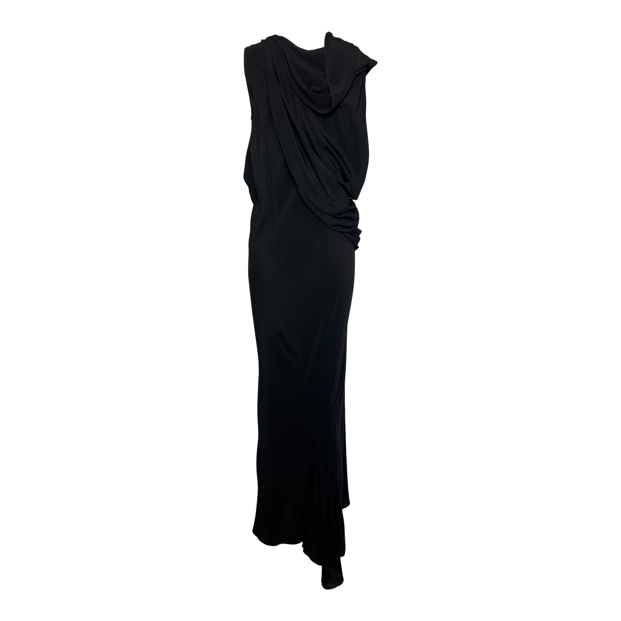 Rick Owens F/W 2019 "Larry" Black Crepe Draped Bias Dress, back