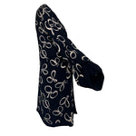 Early 1940's Ribbon Bow Print Black Silk Georgette Jacket, side 5