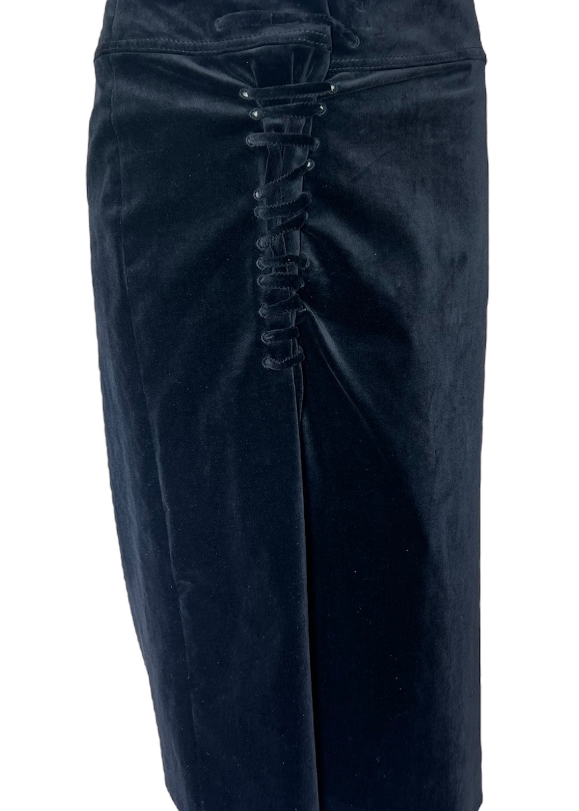 Gucci Tom Ford Era Black VelveteenLace-Up Pencil Skirt FRONT PHOTO 1 OF 7