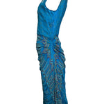Zandra Rhodes 1970s Silk Turquoise Silk Screen Dress SIDE PHOTO 3 OF 7