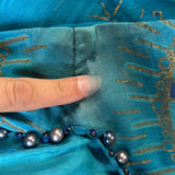 Zandra Rhodes 1970s Silk Turquoise Silk Screen Dress SHOULDER DAMAGE PHOTO 6 OF 7