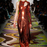 ++++ PRICE Emilio Pucci F/W 2017 Orange Sequin One Shoulder Cut-Out Blouse