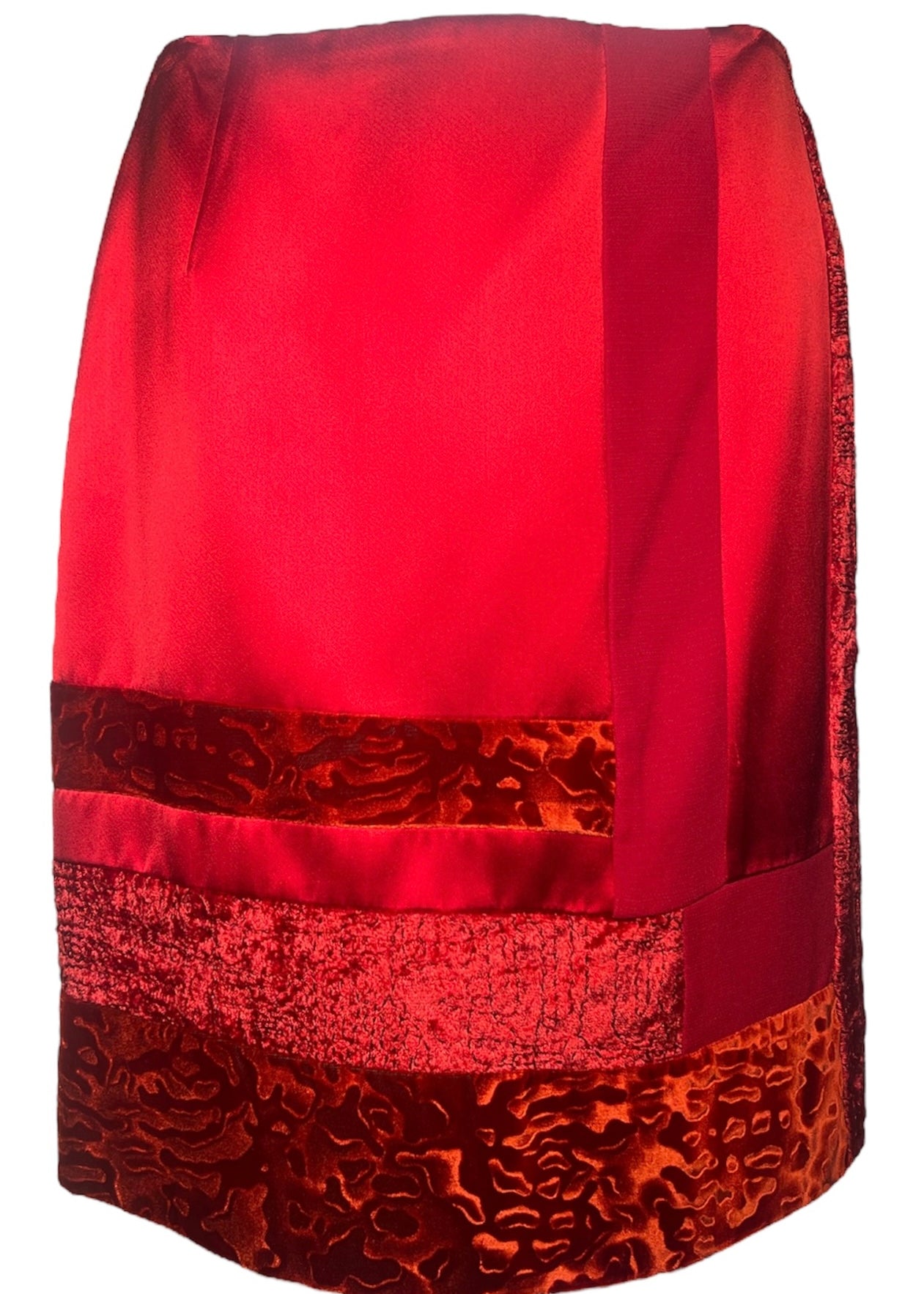 Christian LaCroix Bazar Crimson Velvet Multi-Design Skirt FRONT PHOTO 1 OF 8