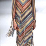 Missoni S/S 1997 Striped Fringed 3 Piece Knit Rayon Ensemble, runway
