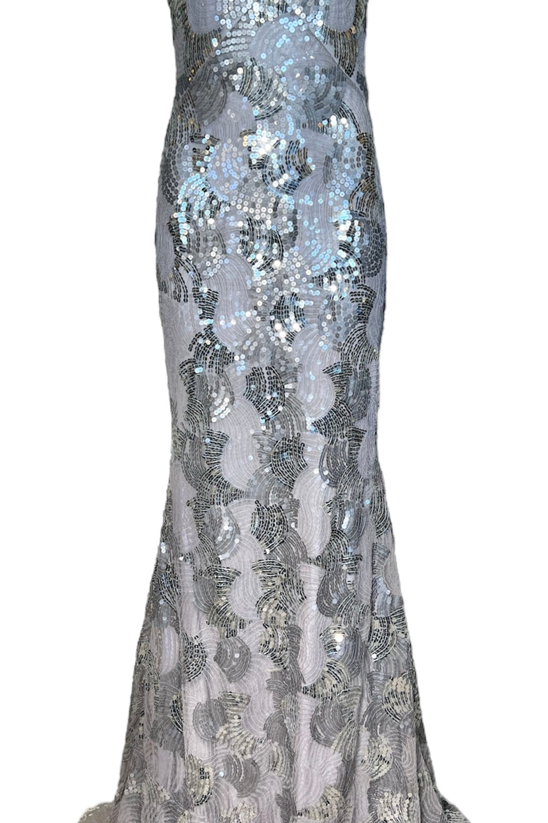 Lorena Sarbu 2011 RTW Silver Sequin Strapless Red Carpet Gown FRONT