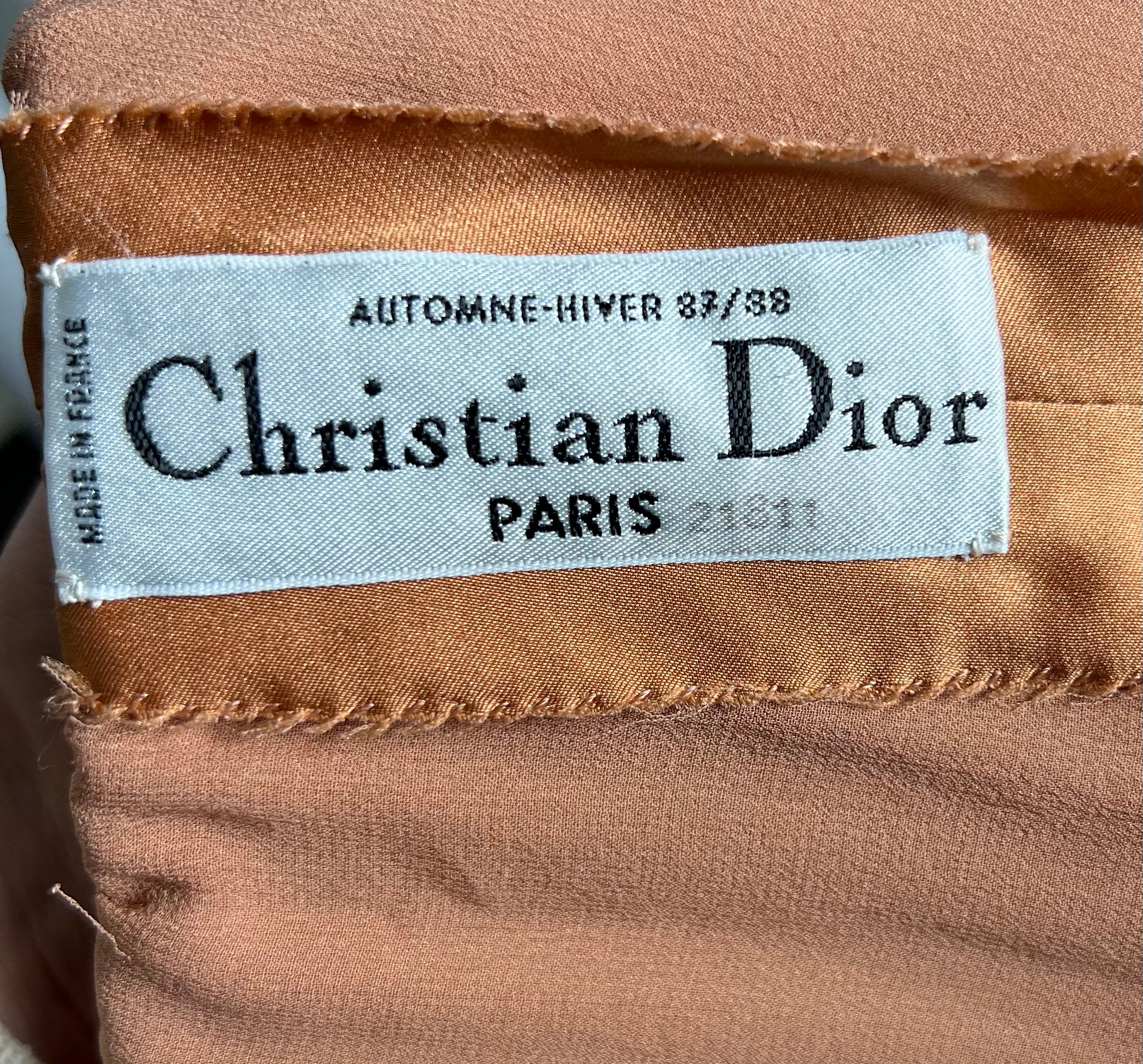  Christian Dior Haute Couture A/W 1987/1988 Copper Silk Ruched Blouse LABEL 6/6