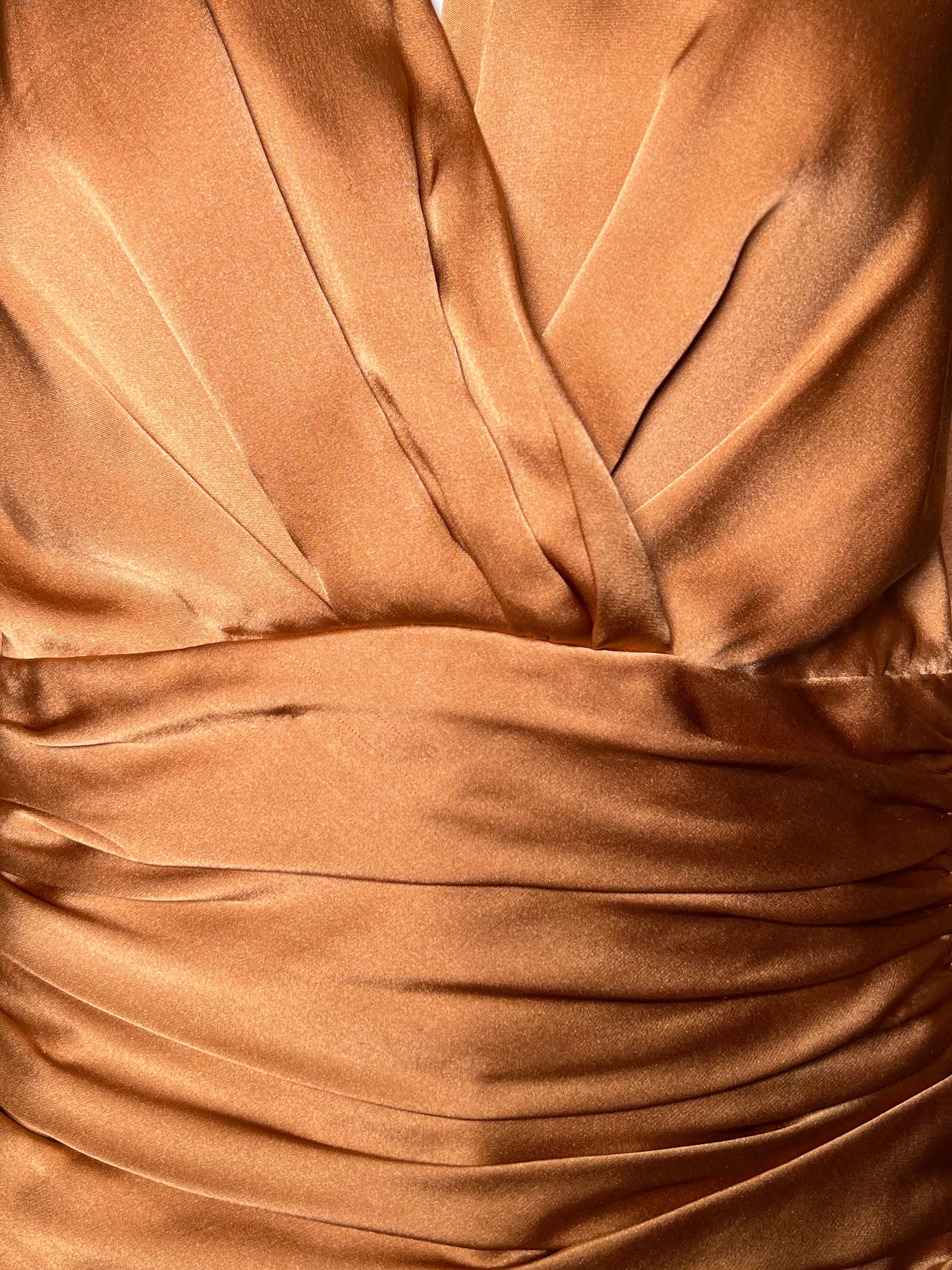  Christian Dior Haute Couture A/W 1987/1988 Copper Silk Ruched Blouse FRONT DETAIL 4/6