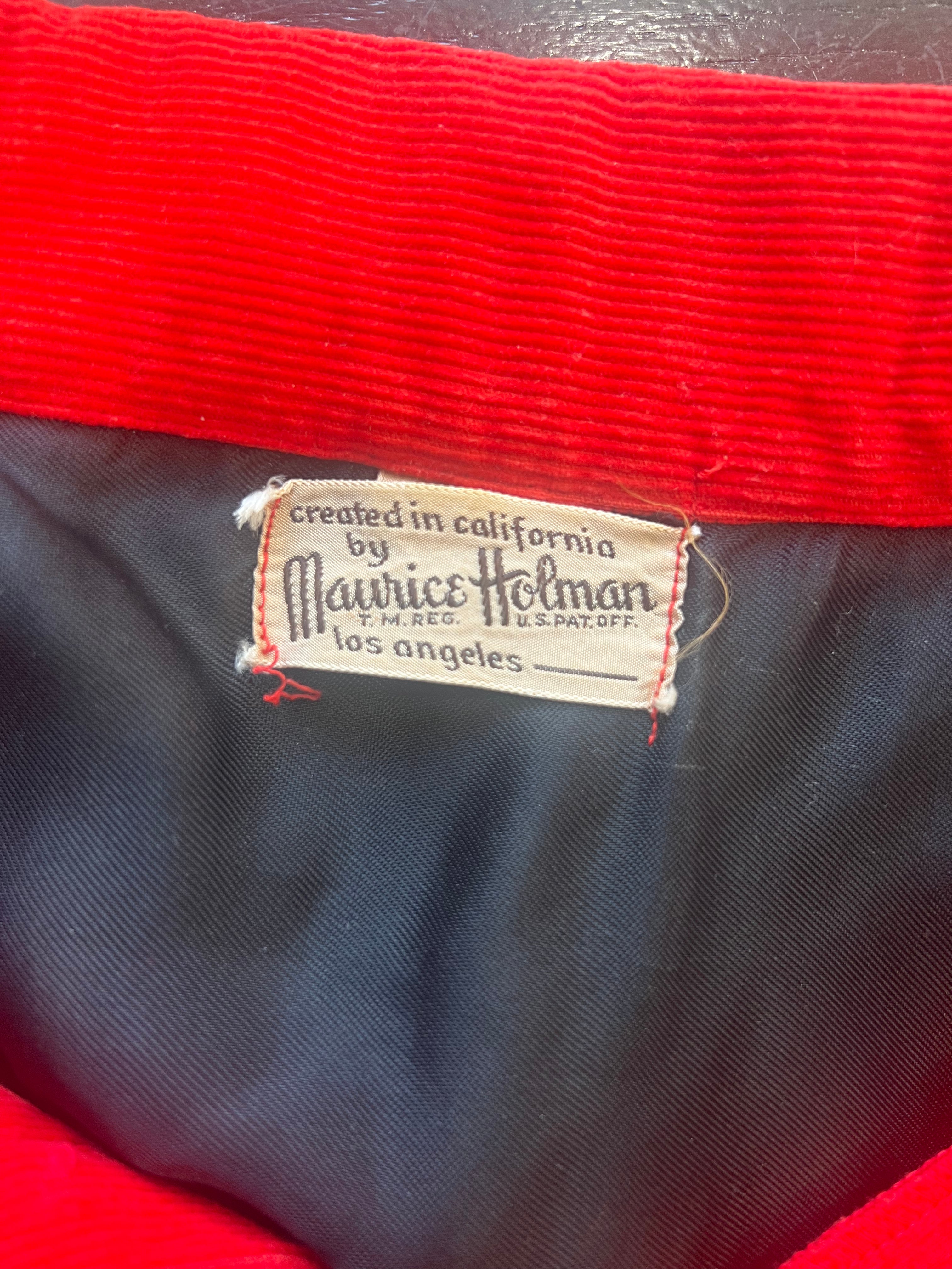 Maurice Holman 1950s Red Corduroy Shirt TAG PHOTO 4 OF 4