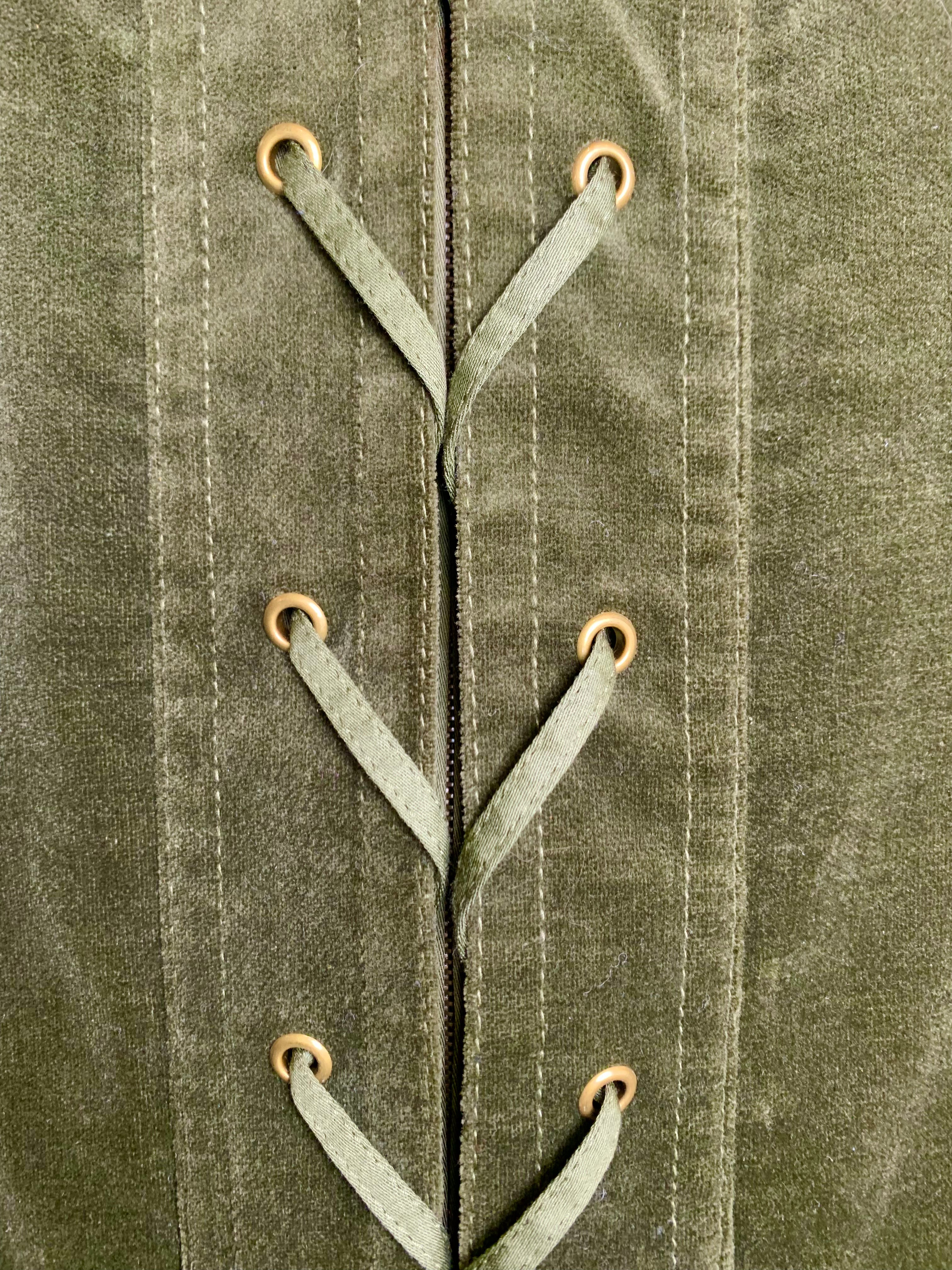 Yves Saint Laurent F/W '04 Tom Ford era Green Velveteen Safari Jacket DETAIL 6/8