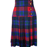 Yves Saint Laurent Rive Gauche Late '70s/ Early '80s Plaid  Silk Blouse + Pleated Wool Skirt Set SKIRT FRONT 4/11