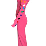 Patrick Kelly F/W '86/'87 Rare Pink Jersey Gown with Colorful Buttons SIDE 2/10