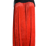  Jean Paul Gaultier Femme Scarlet Red Velvet Dress with Black Leather Yoke FRONT 1/8