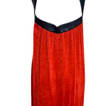  Jean Paul Gaultier Femme Scarlet Red Velvet Dress with Black Leather Yoke BACK 4/8