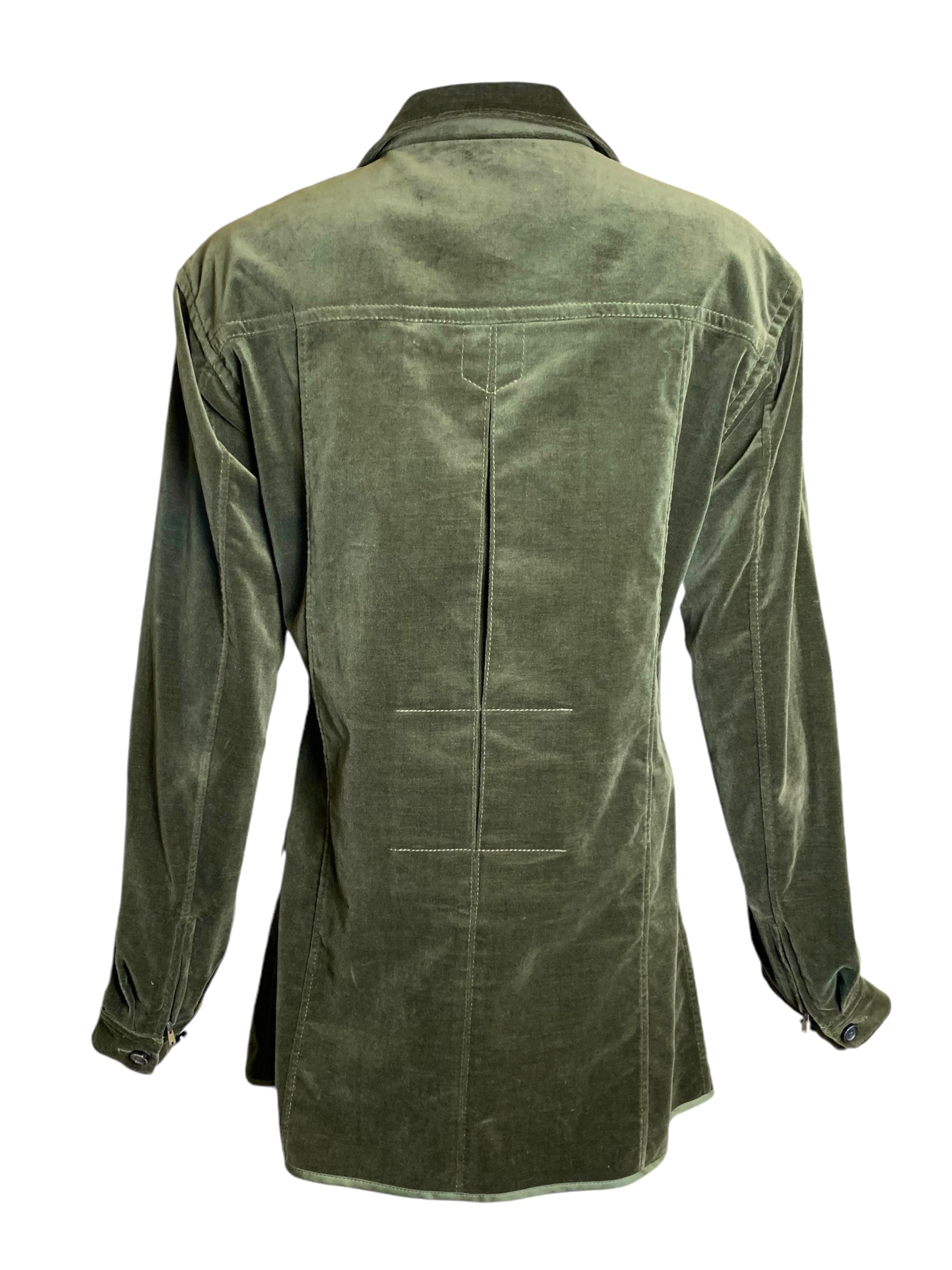 Yves Saint Laurent F/W '04 Tom Ford era Green Velveteen Safari Jacket BACK 4/8