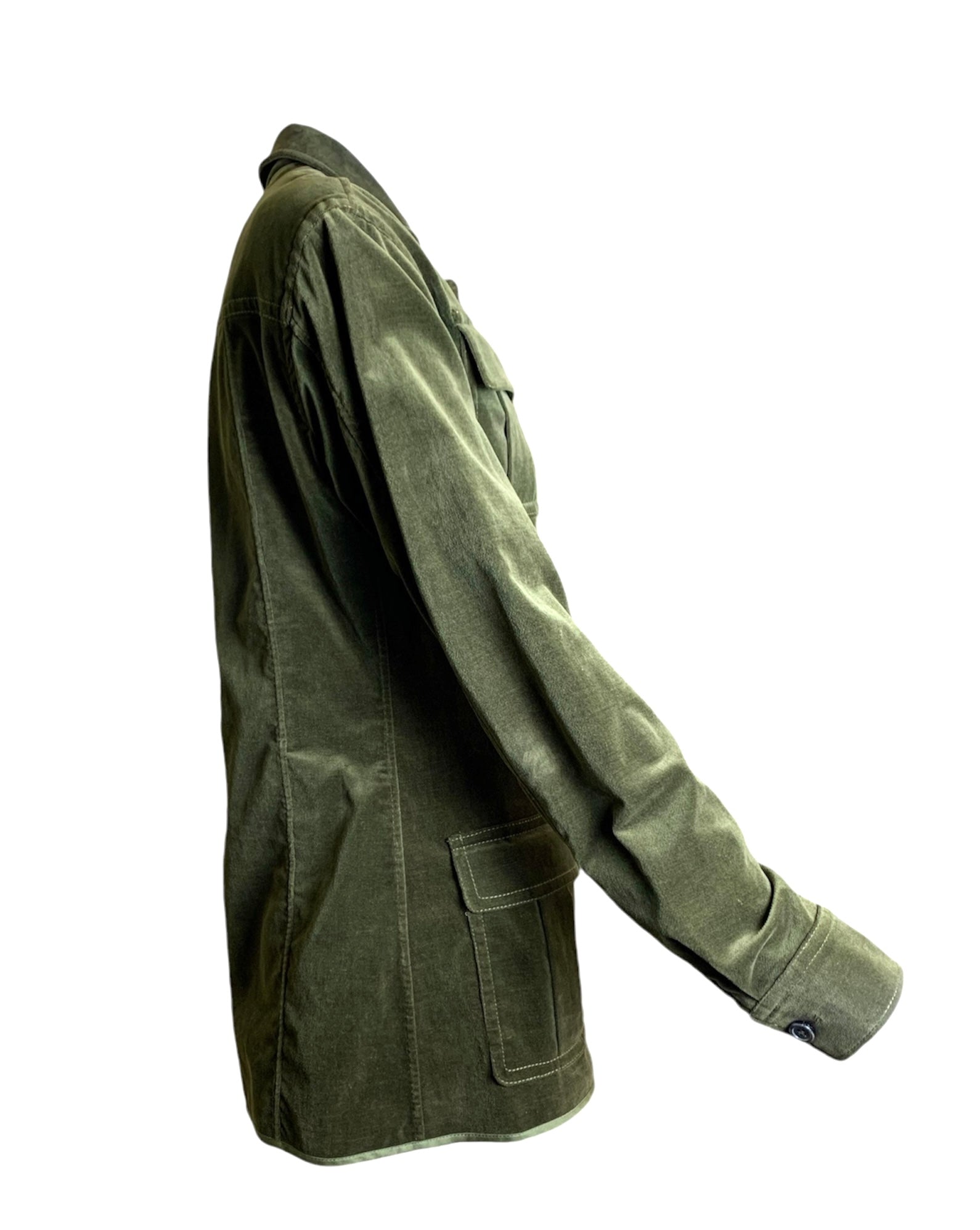 Yves Saint Laurent F/W '04 Tom Ford era Green Velveteen Safari Jacket SIDE 3/8