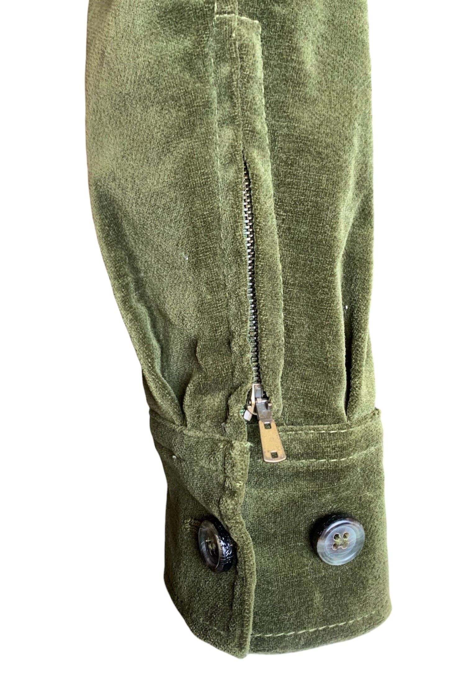 Yves Saint Laurent F/W '04 Tom Ford era Green Velveteen Safari Jacket SLEEVE DETAIL 5/8