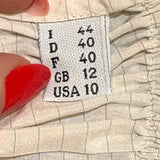 Jean Paul Gaultier Femme 2000's Cream Pin Striped Ruched Blouse, tag