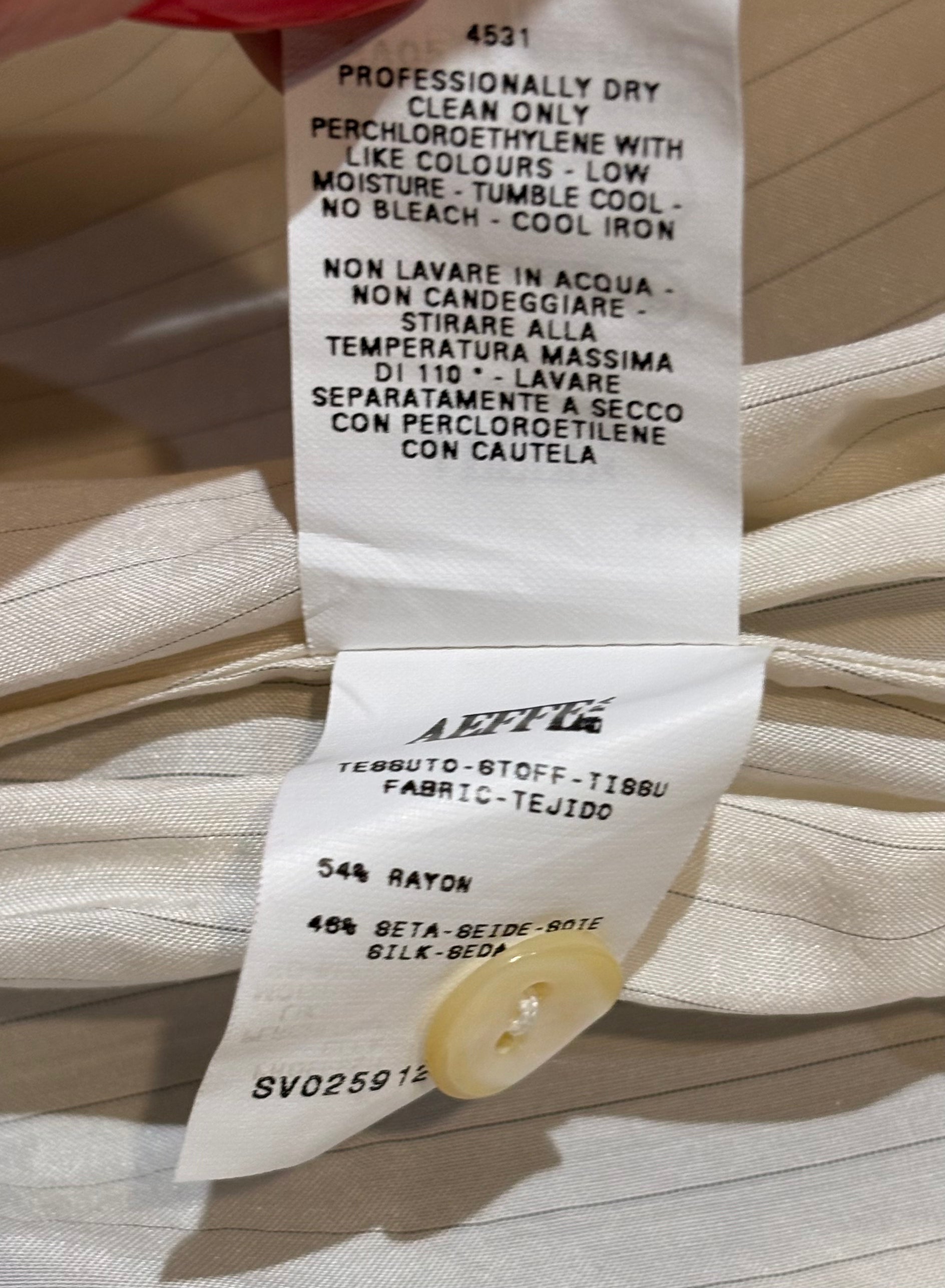 Jean Paul Gaultier Femme 2000's Cream Pin Striped Ruched Blouse, care instructions 2