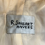 R. Saillart 1940s Custom Hand-Embroidered Beige and Brown Suit Jacket TAG PHOTO 5 OF 8