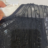 Robe de soirée Art Déco noire des années 1920 Avec Perles et Fronces