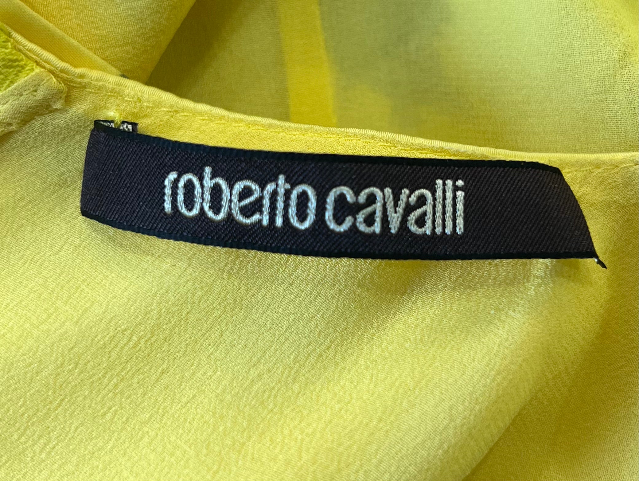 Roberto Cavalli Yellow Floral Dress with Snake Belt TAG PHOTO 7 OF 8