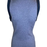 Chanel 2007 Ribbed Heather Blue Denim Trimmed Vest, back