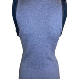 Chanel 2007 Ribbed Heather Blue Denim Trimmed Vest, back