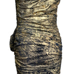 Vickey Tiel 1980's Gold and Black Paint Stroke Strapless Mini Dress BACK 6/9