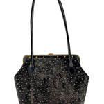  Judith Leiber 90's Shimmery Charcoal Suede Polka Dot Purse BACK 3/11