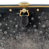  Judith Leiber 90's Shimmery Charcoal Suede Polka Dot Purse HARDWARE 5/11